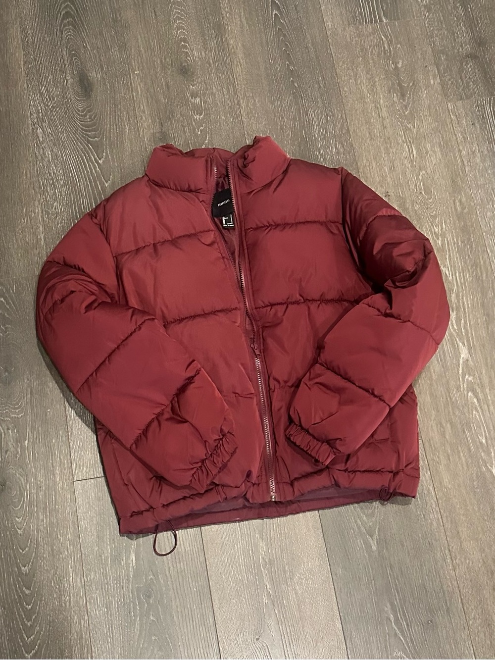 Forever 21 Women's Burgundy Quilted Puffer Jacket Size Small